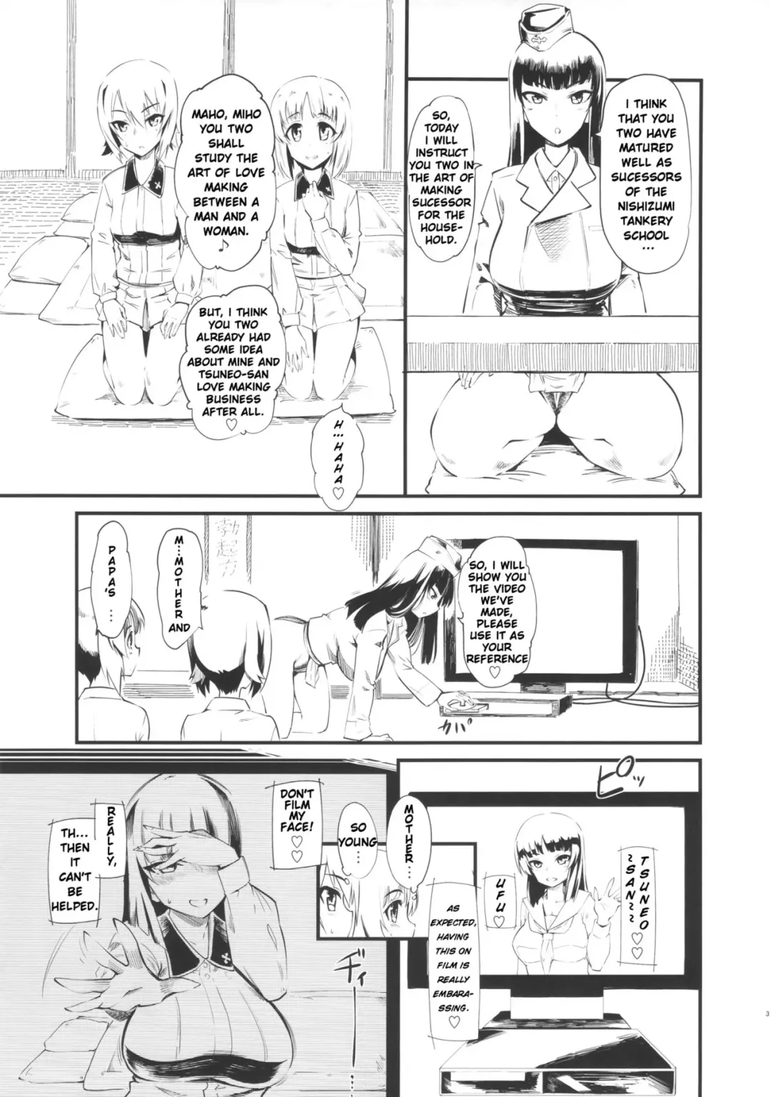 [Clover] Nishizumi-san-chi wa Nakayoshi 4P | Nishizumi Household Peaceful 4-some Fhentai - Page 4