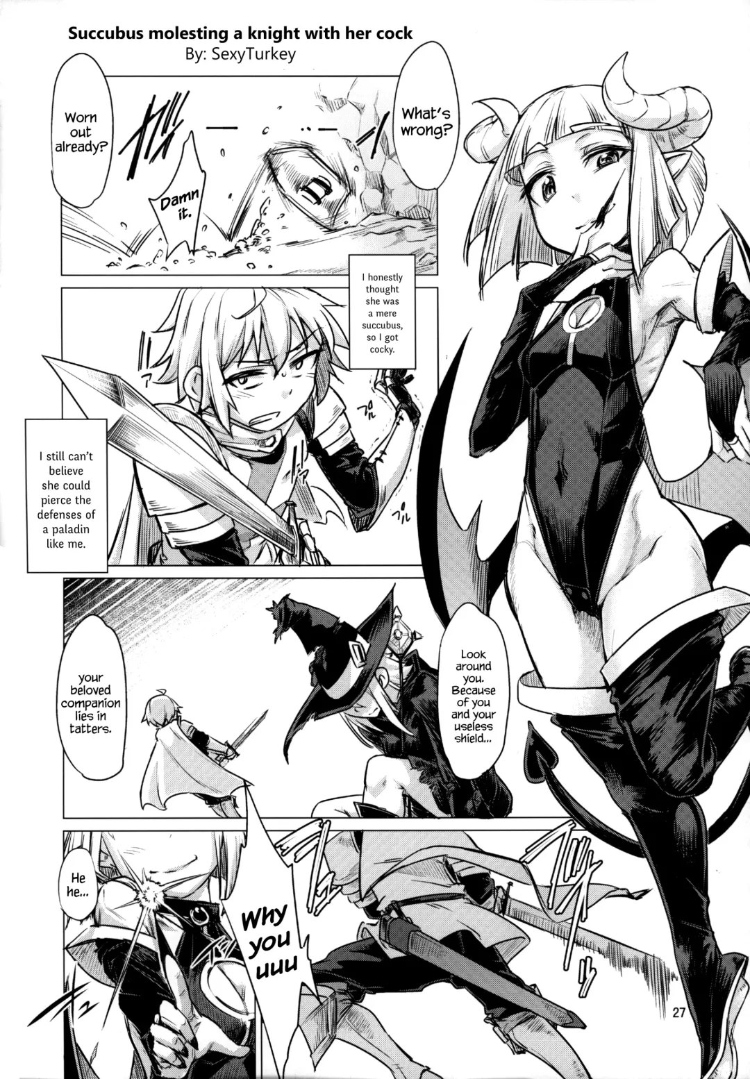 [Sexyturkey] Chinchin Succubus ga Kishi Ketsu o Ijiru Yatsu | Succubus Molesting a Knight with Her Cock Fhentai - Page 1