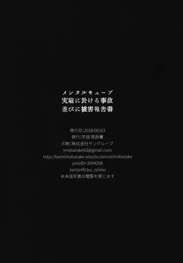 [Bareisho] Mental Cube Jikken ni Okeru Jiko Narabi ni Higai Houkokusho Fhentai - Page 19