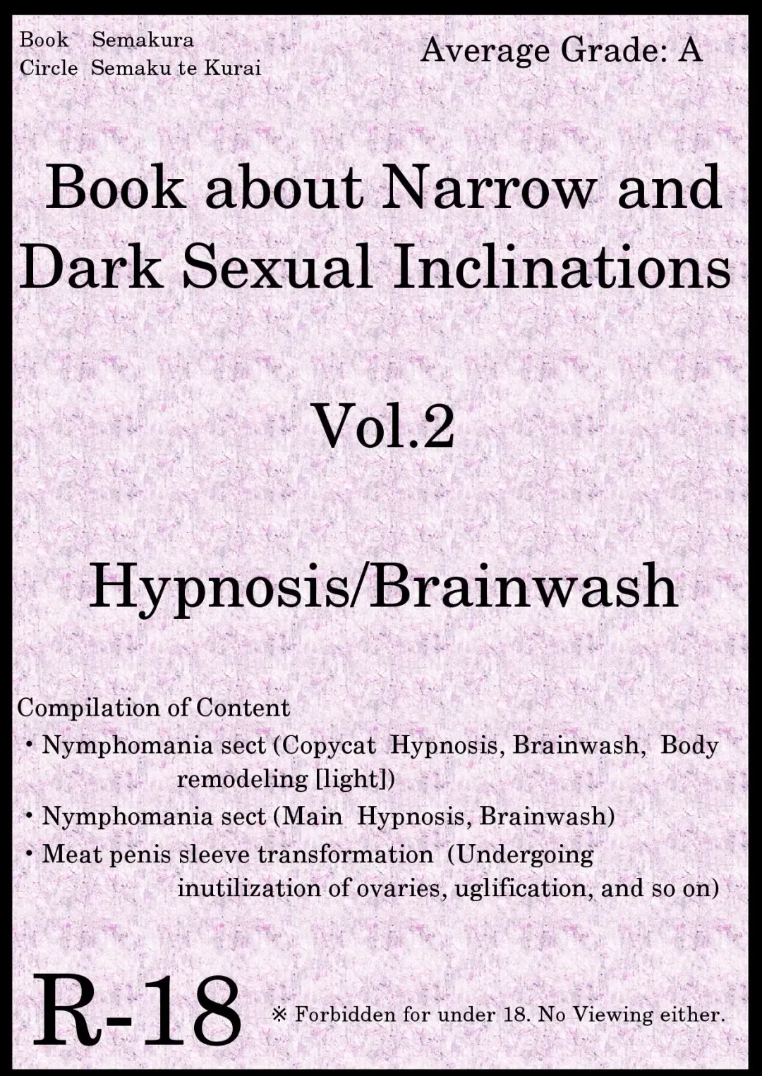 [Kyouan] Semakute Kurai Vol. 2 Saimin Sennou |  Book about Narrow and Dark Sexual Inclinations Vol.2 Hypnosis/Brainwash Fhentai - Page 1