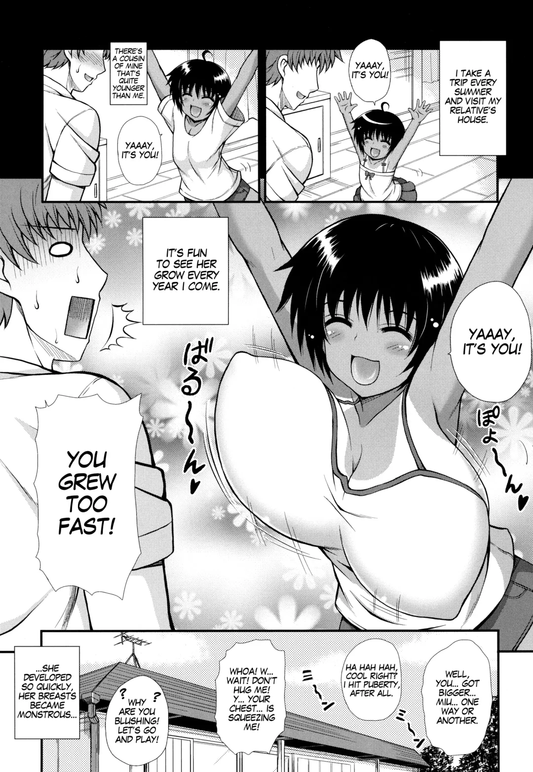 [Dowarukofu] Shinseki no Onnanoko ga Kyuuseichou Shite Bakunyuu ni Narimashita | A relative of yours develops suddenly and gets MASSIVE TITS Fhentai - Page 4