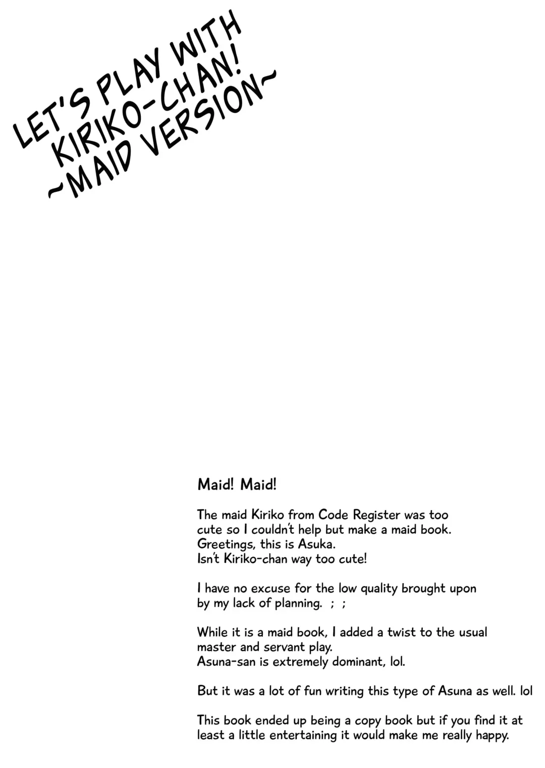 [Asuka] Kiriko-chan to Asobou! ~Maid Hen~ | Let's play with Kiriko-chan! ~Maid version!~ Fhentai - Page 3