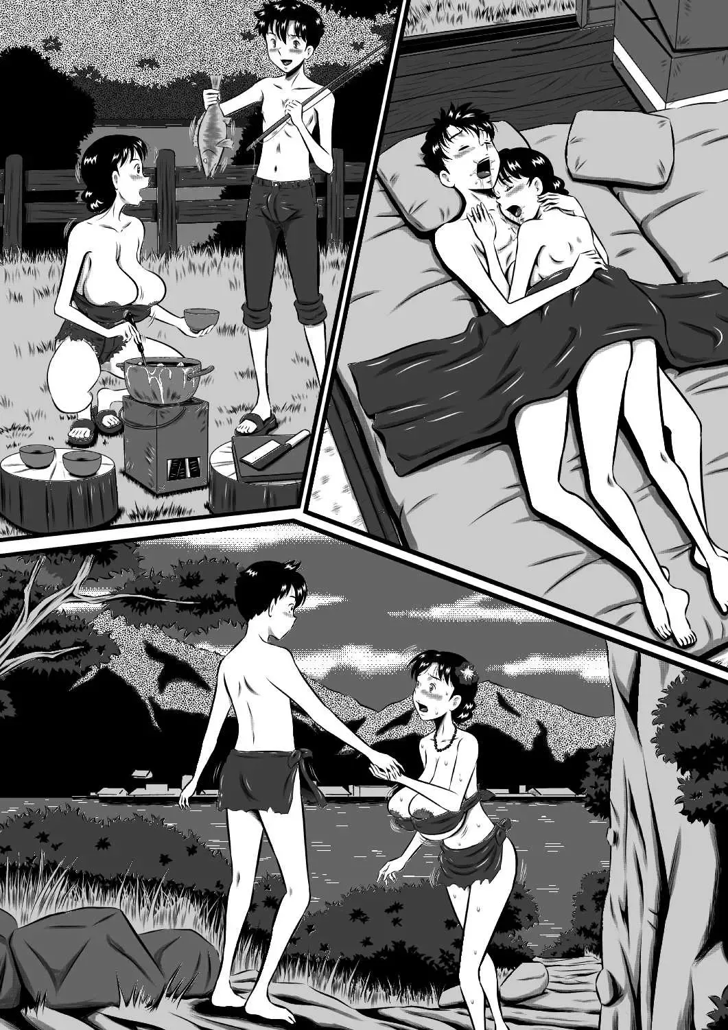 [Point Takashi] Kaa-san, Kaa-san! Kaa-saaaan! Mujintou, Oyako Futari de Yagai Sex! Fhentai - Page 46