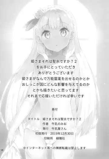 [Gyuunyuu Nomio] Hime-sama Sore wa Seisui desu ka? 2 Fhentai - Page 18