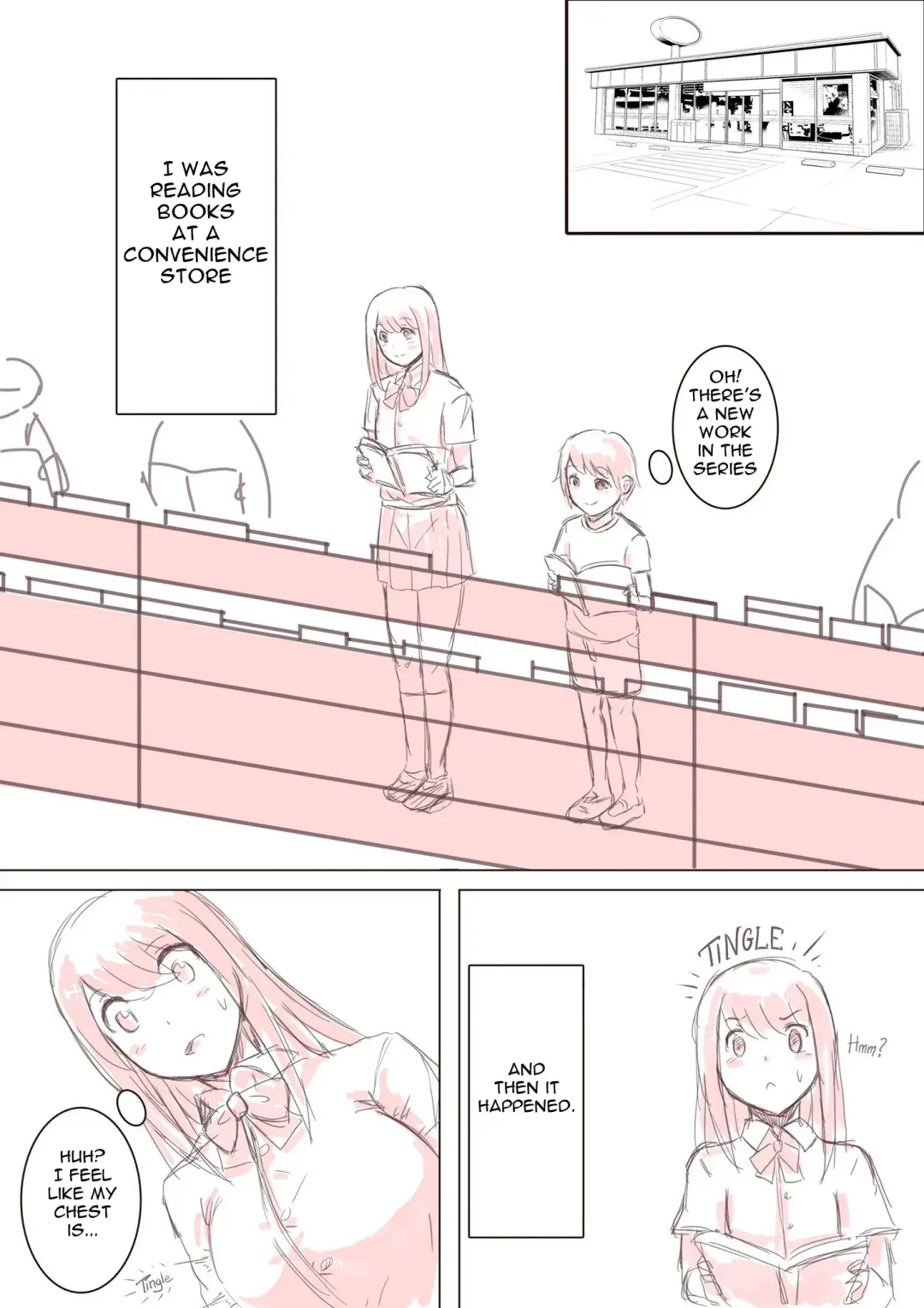 [Teruwo] A Girl Who Got Her Breasts Expanded by a Boy at the Counter Fhentai - Page 1