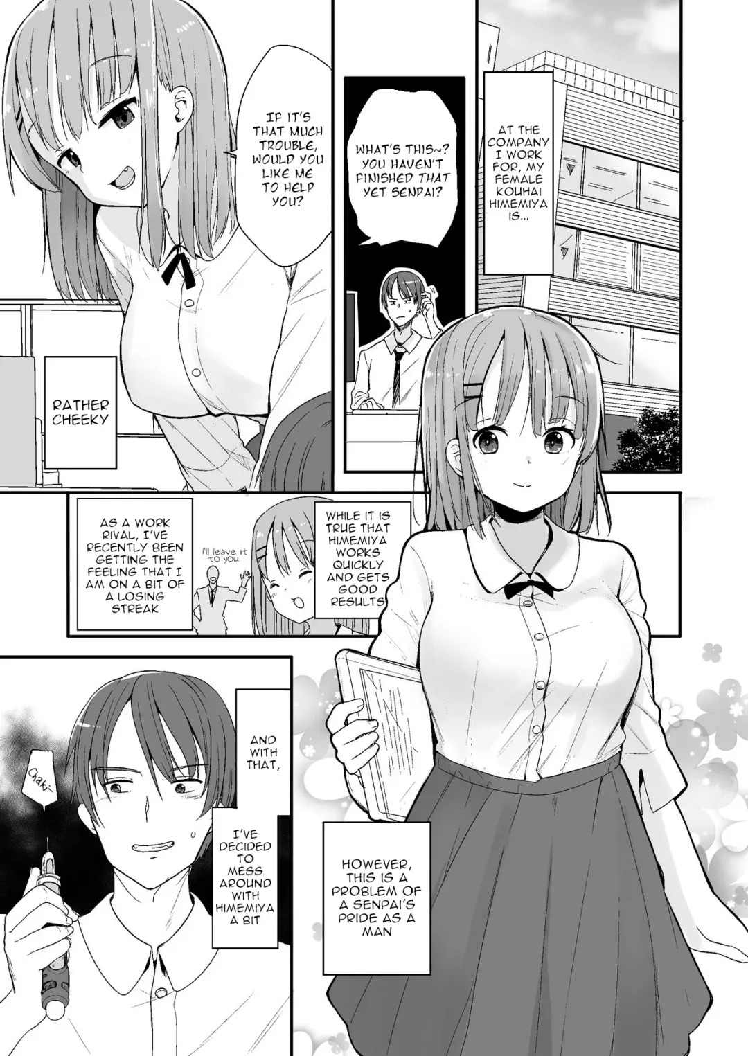 [Fuyuno Mikan] Namaiki na Kouhai ni Chiisaku Natte Itazura wo｜Turning Small to Tease my Cheeky Kouhai Fhentai - Page 1