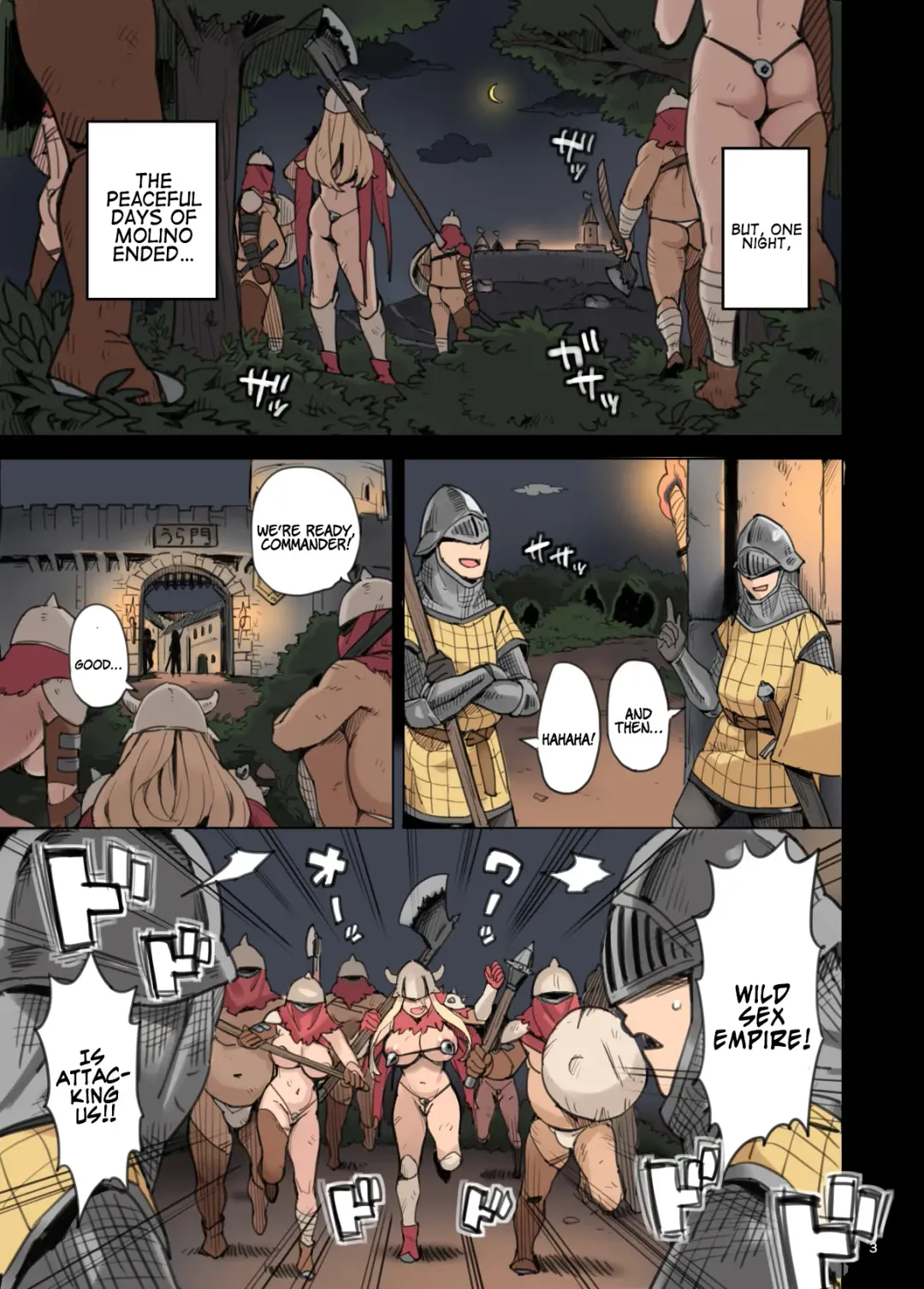 [Mikan] Shinryaku no Wild Ecchi Teikoku!! -Inran Dasshutsu Hen- | Raid from the Wild Sex Empire!! -Lewd Escape Part- Fhentai - Page 3