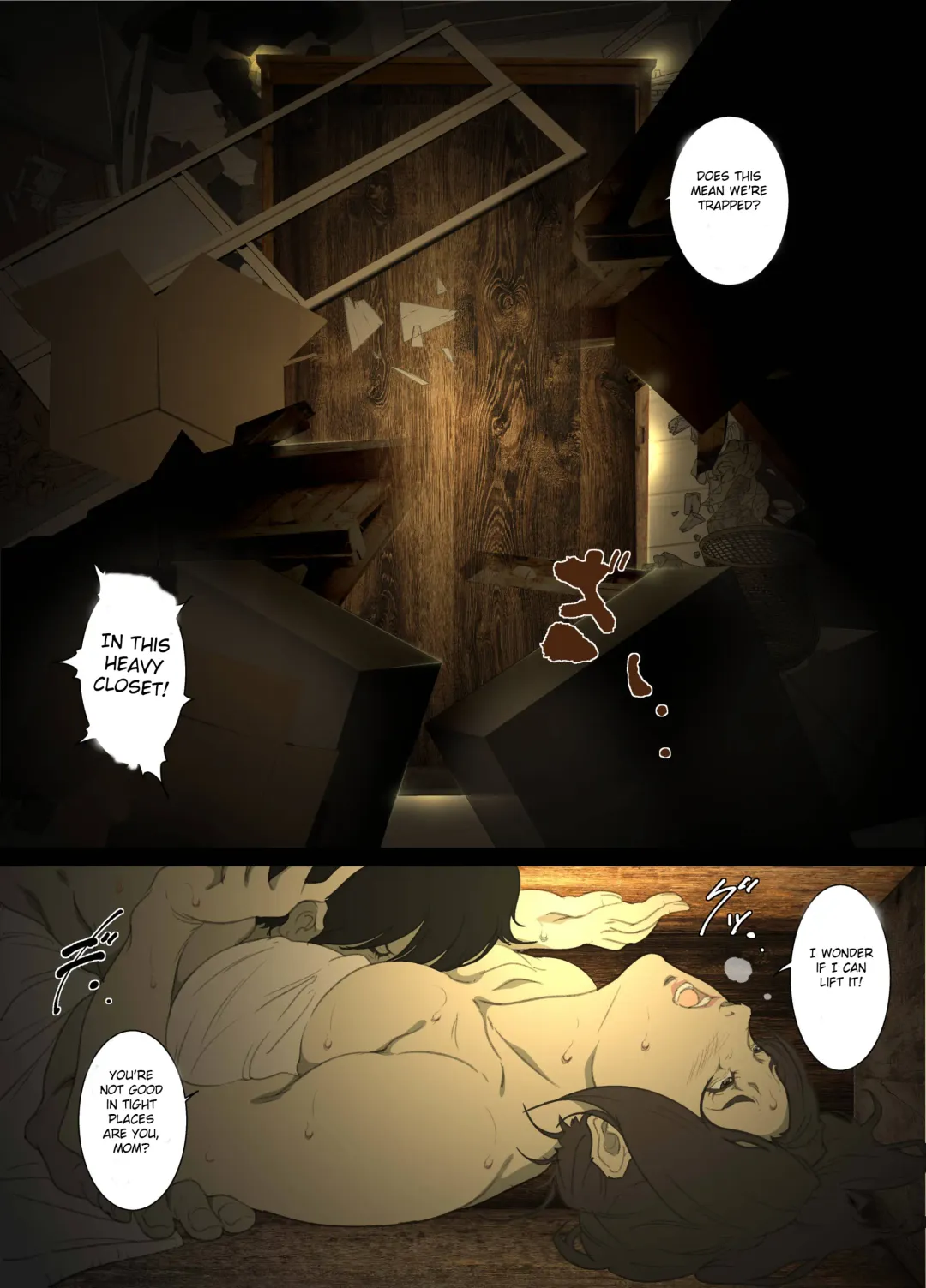 [Junk Kameyoko] Seieki Mamire no Tansu no Naka ni Tojikomerareta Zenra Oyako no Nurunuru Micchaku Kinshinsoukan Fhentai - Page 11