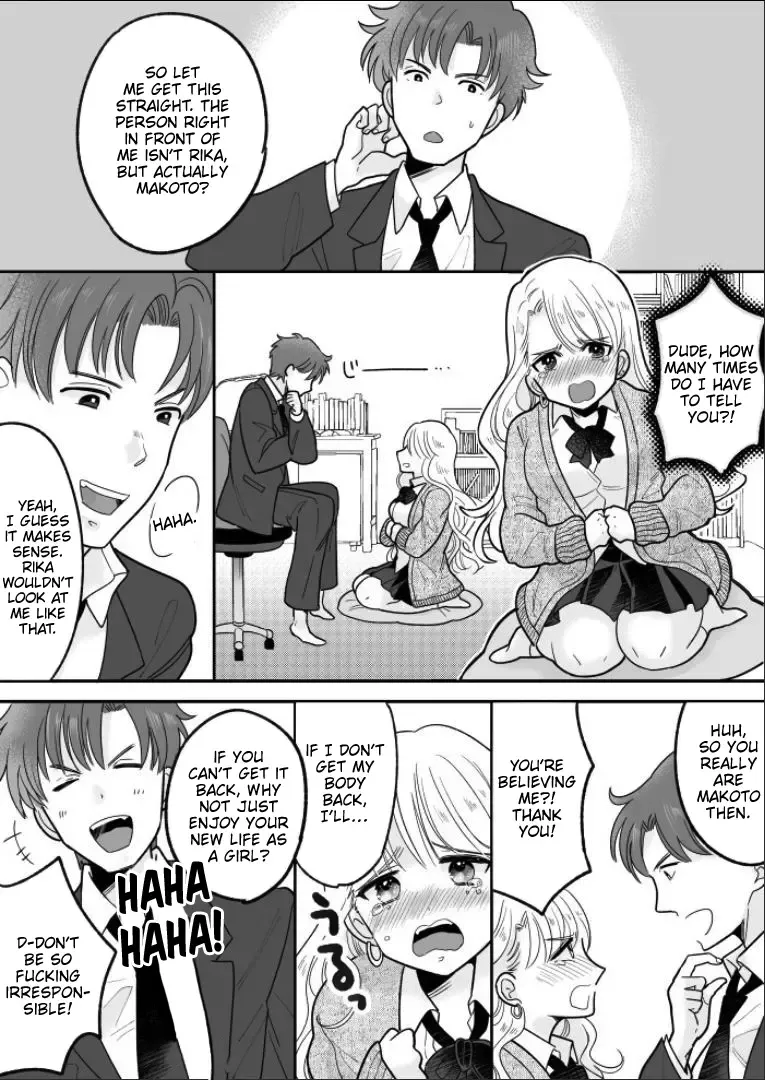 [Minaduki Nanana - Torajima Tao] Kawaii Gal to Karada o Irekaerareta Ore ga Shinyuu to H Suru Hanashi. | A Story About How I Swapped Bodies With a Cute Gal and Fucked My Best Friend. Fhentai - Page 15