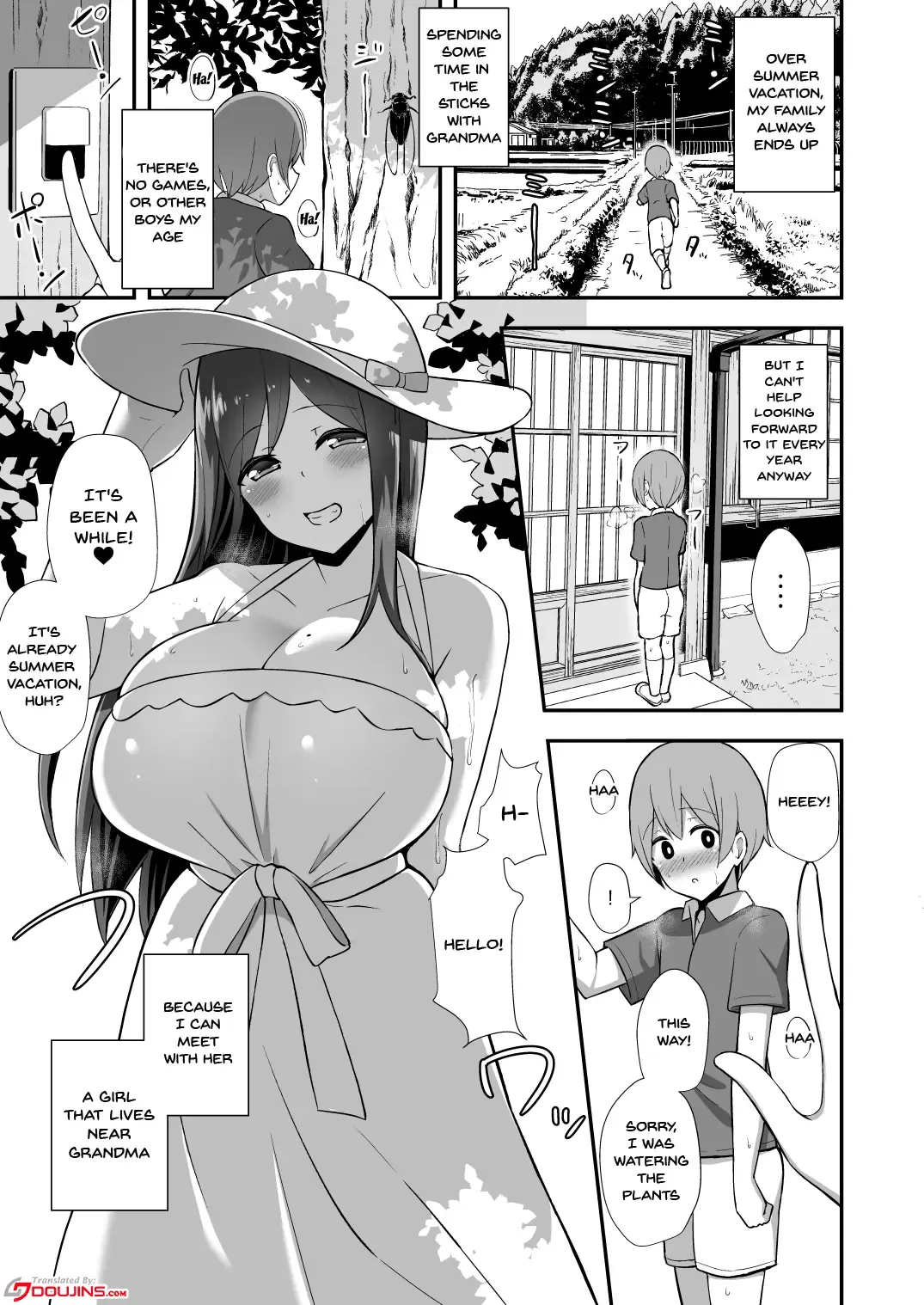 [Hanabi] Shiro OnePi Onee-san to Babubabu Inaka Ecchi | Baby Sex With The Onee-San In the Sundress Fhentai - Page 2