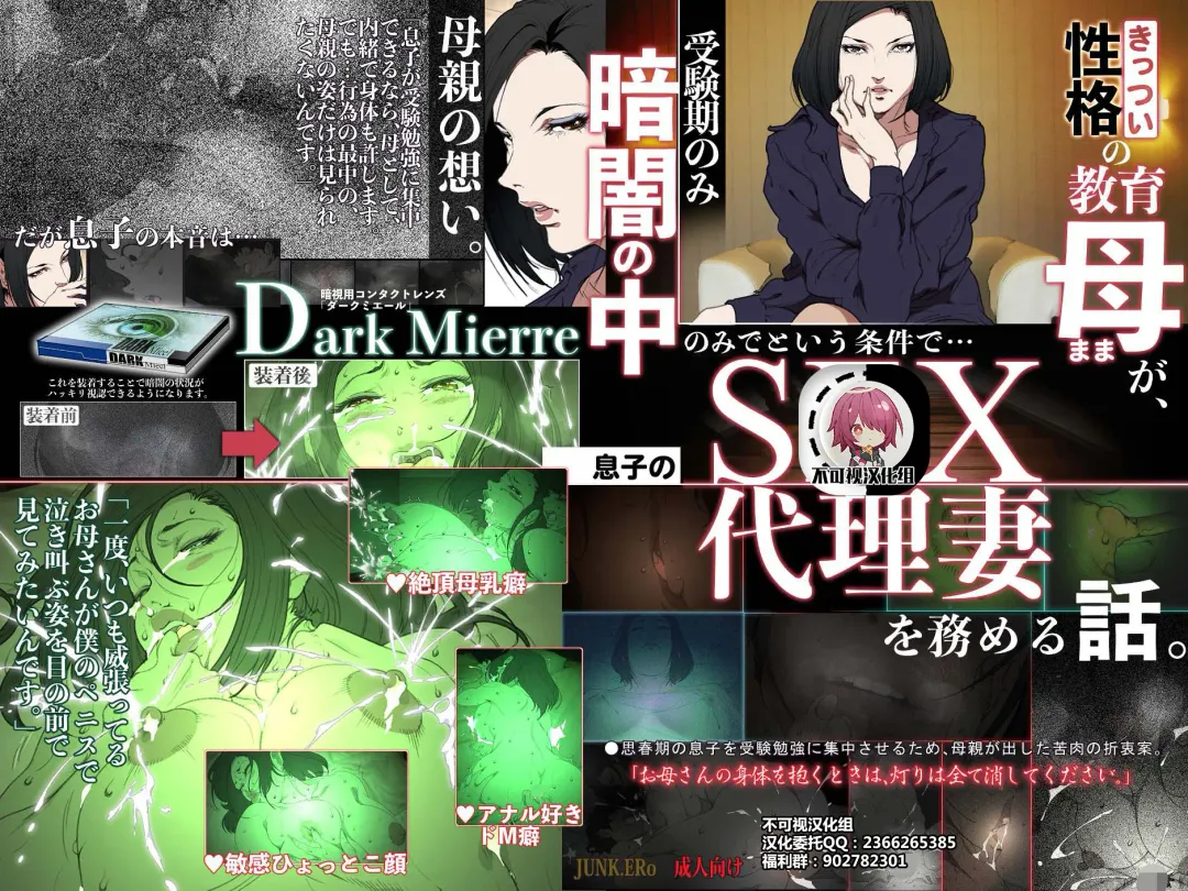 [Junk Kameyoko] Kittsui Seikaku no Kyouiku Mama ga, Jukenki Nomi Kurayami no Naka Nomi to Iu Jouken de Musuko no Sex Dairizuma o Tsutomeru Hanashi. Fhentai - Page 1