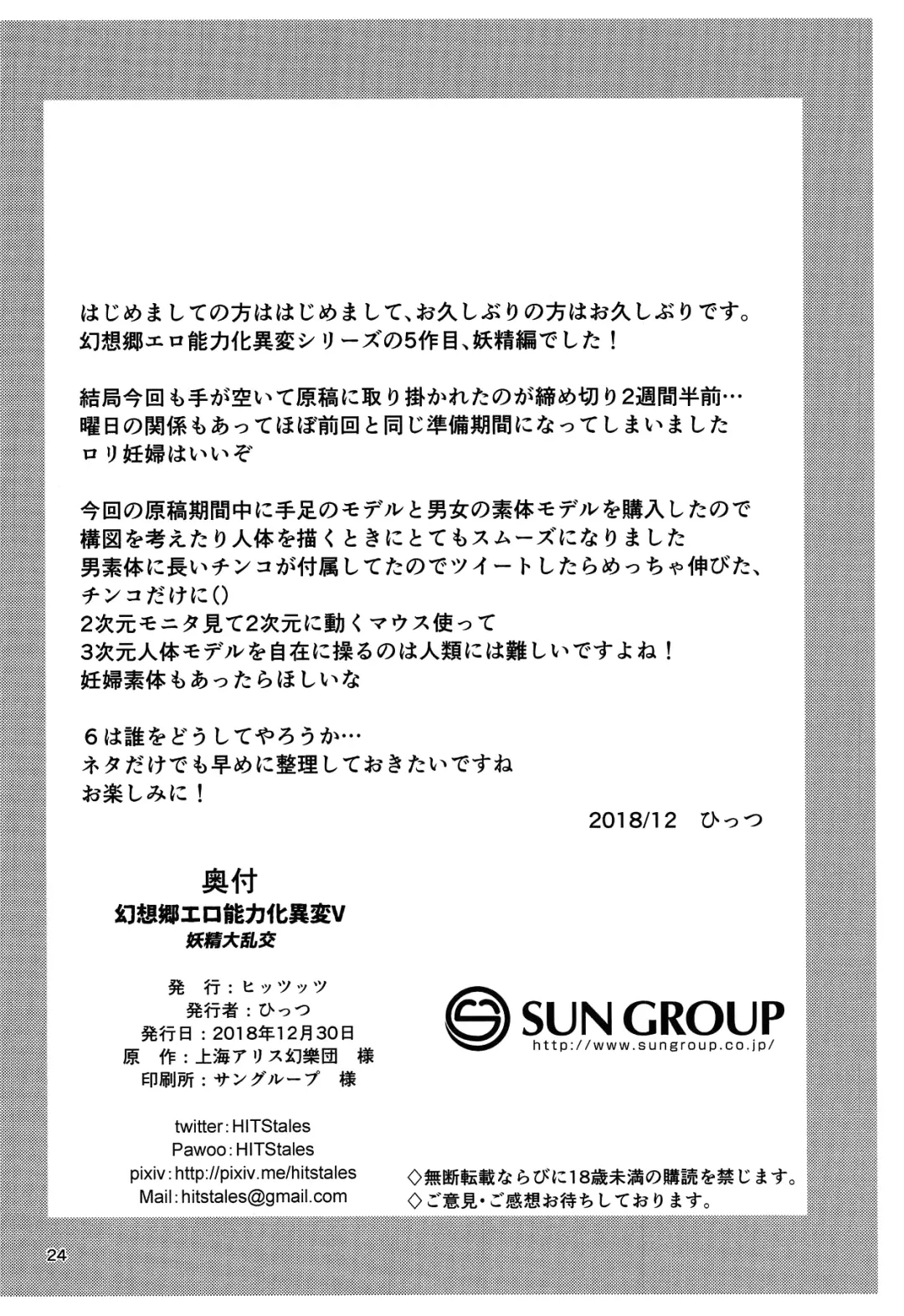 [Hits] Gensoukyou Ero Nouryoku-ka Ihen V Yousei Dairankou Fhentai - Page 23