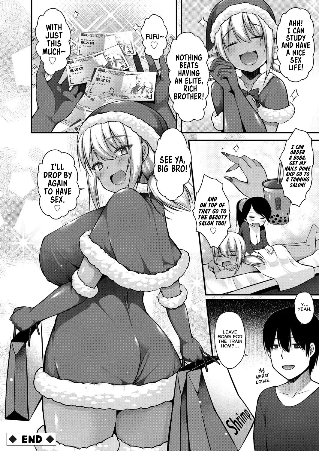 [Kotoba Ai] Inaka kara Oshikakete Kita Santa Cos Shita Kuro Gal JK na Imouto to Papakatsu Shite Shimatta Hanashi Fhentai - Page 24