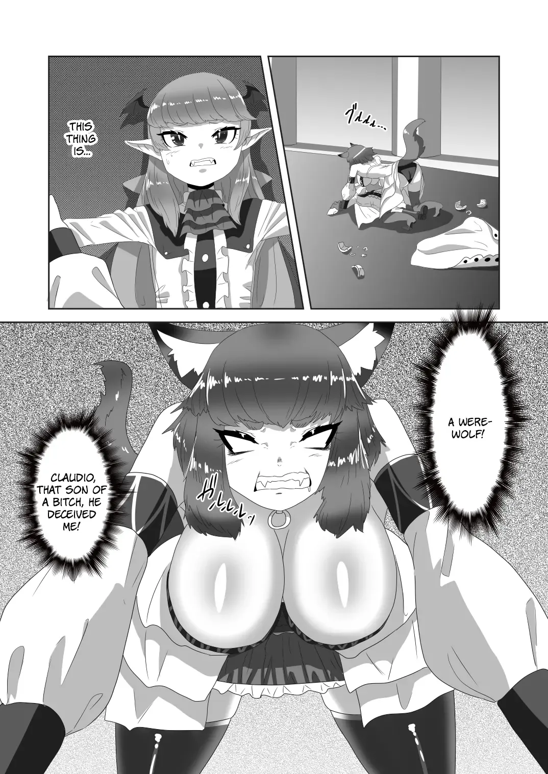 [Apacchi] Shota Kyuuketsuki to Ikenie no Futanari Ookamihime | Vampire Shota and Sacrificial Futanari She-Werewolf Fhentai - Page 11