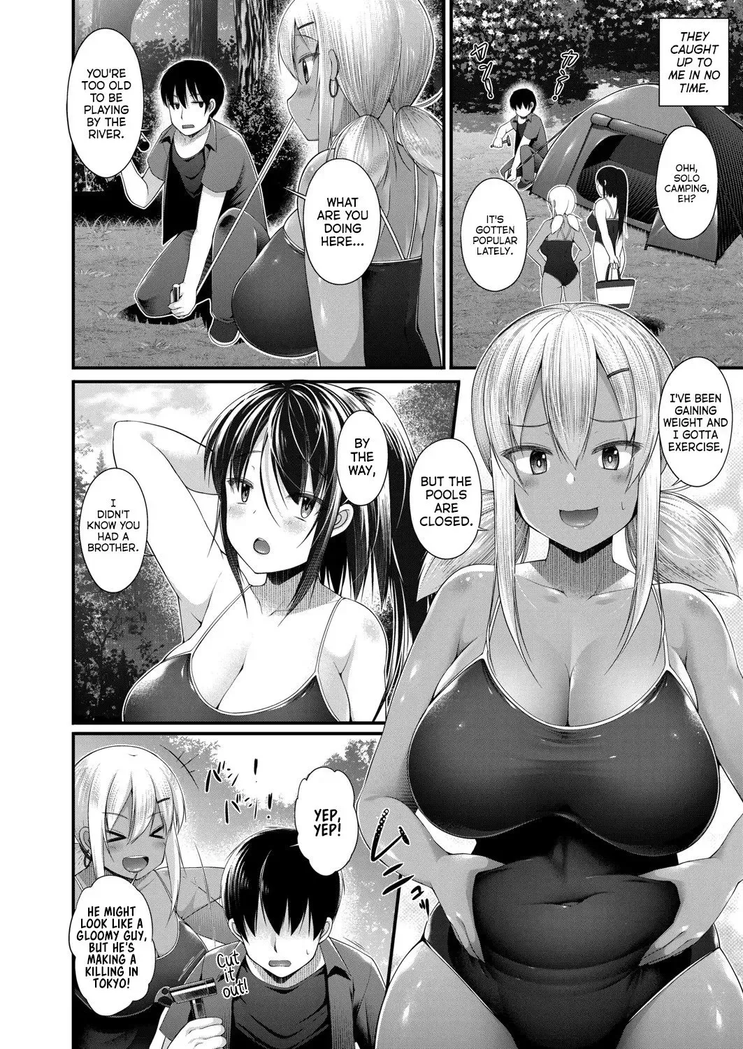 [Kotoba Ai] Hitori Camp o Shite itara Kuro Gal JK na Imouto to Imouto no Tomodachi ga Rannyuu shite kita Kekka Zenpen Fhentai - Page 6