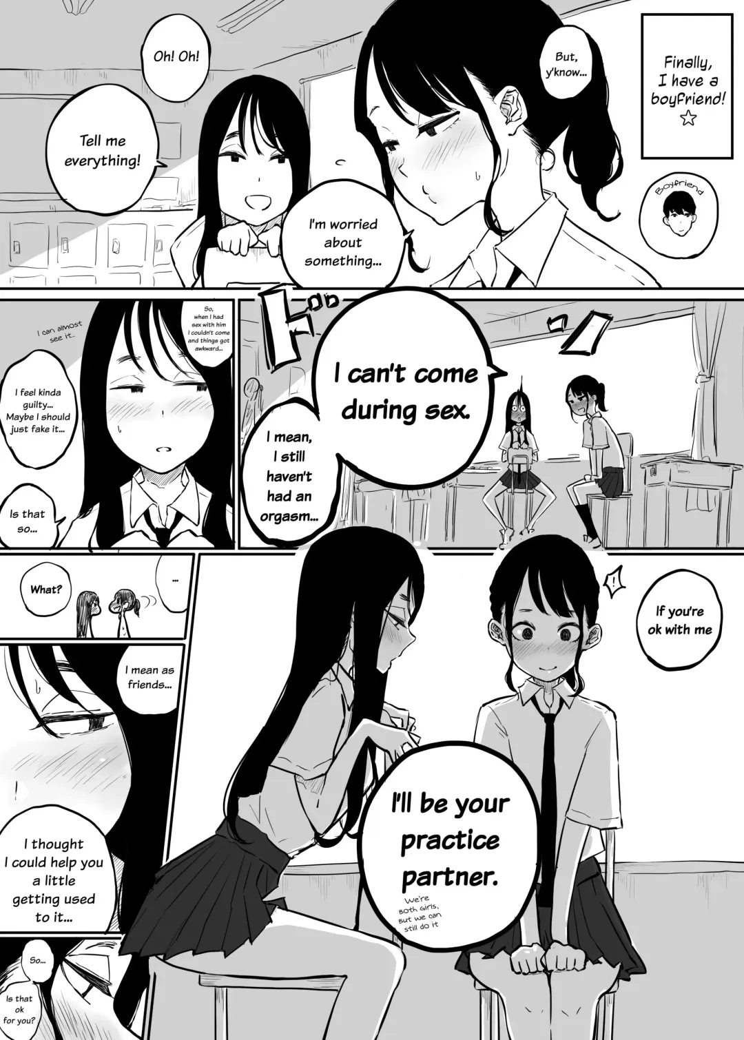 [Pandacorya] Kareshi to no Ecchi ga Jouzu ni Dekiru you ni Ecchi no Renshuu Aite o Shite kureru Onna Tomodachi | My Female Friend Became My Practice Partner So I Can Get Better at Sex with my Boyfriend Fhentai - Page 1