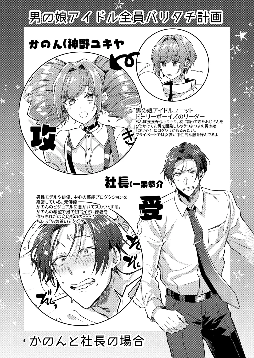 [Wacoco Waco] Otokonoko Idol Zenin Baritachi Keikaku vol 1 - Kanon to Shachou no Baai Fhentai - Page 4