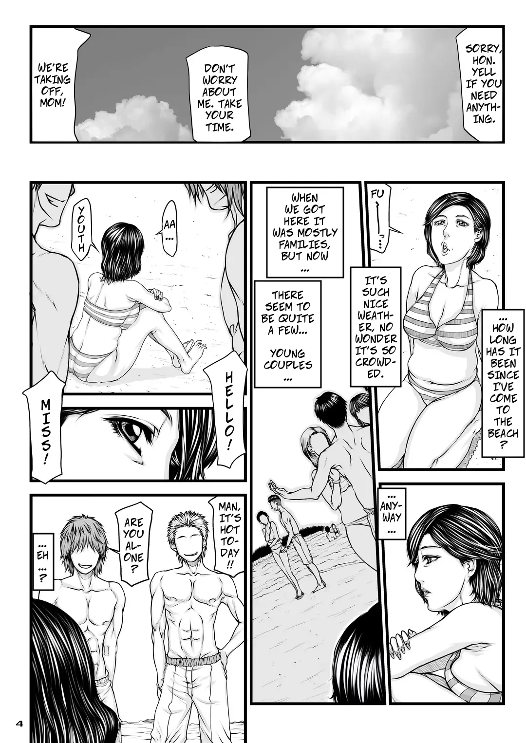 [Yamaoka Koutetsurou] Okaa-san no Netorare Beach | Mom's Cheating Beach Fhentai - Page 4