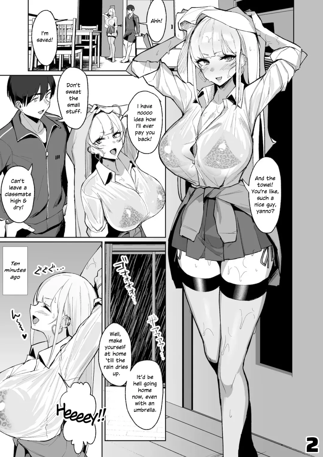 [Nanae] Ecchi na Gal JK to Amayadori Tsuide ni Uwaki Koubi Shichau Yatsu. | Waiting Out the Rain Balls Deep in a Sexy High School Gyaru Fhentai - Page 2