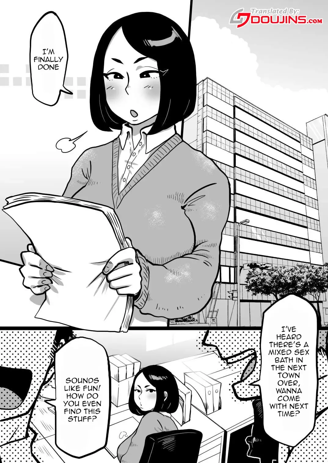 [Muchimuchi Chiaki] Jimi OL-san kon'yoku e iku!! | Welcome To Mixed Bathing With a Modest Office Lady!! Fhentai - Page 2