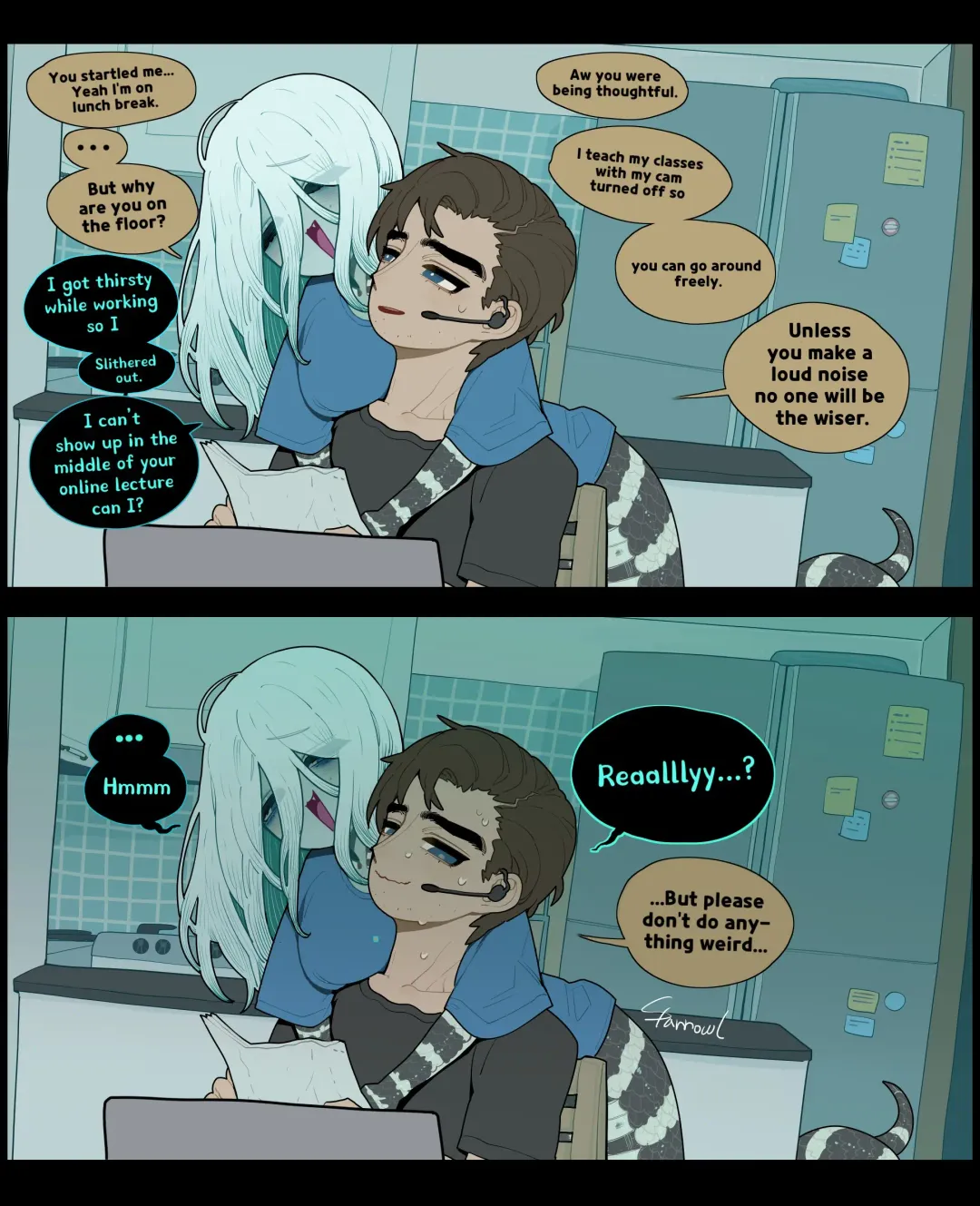 [Sparrowl] Wholesome diligent husband x Lewd sleepy Snake wife Fhentai - Page 14