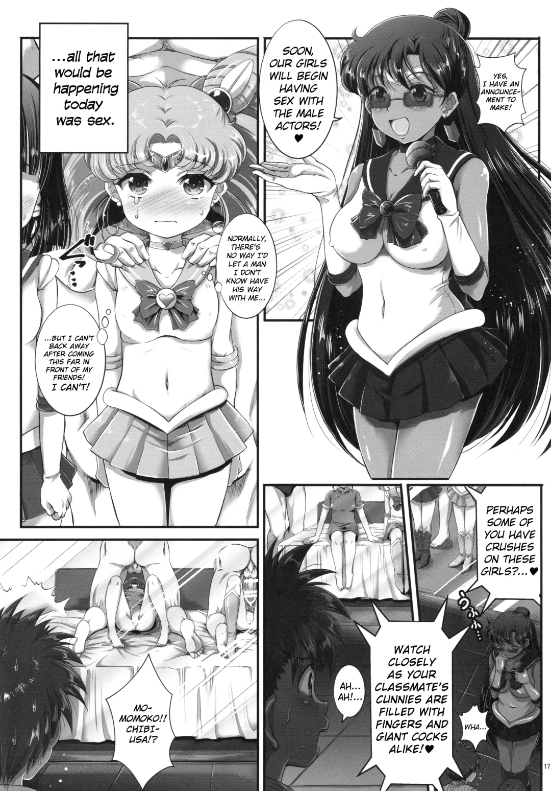 [Tempo Gensui] Sailor AV Kikaku ~JS 3-ningumi ni Shutsuen Koushou!! Classmate no Me no Mae de Gachinko Kozukuri SEX!?~ Fhentai - Page 14