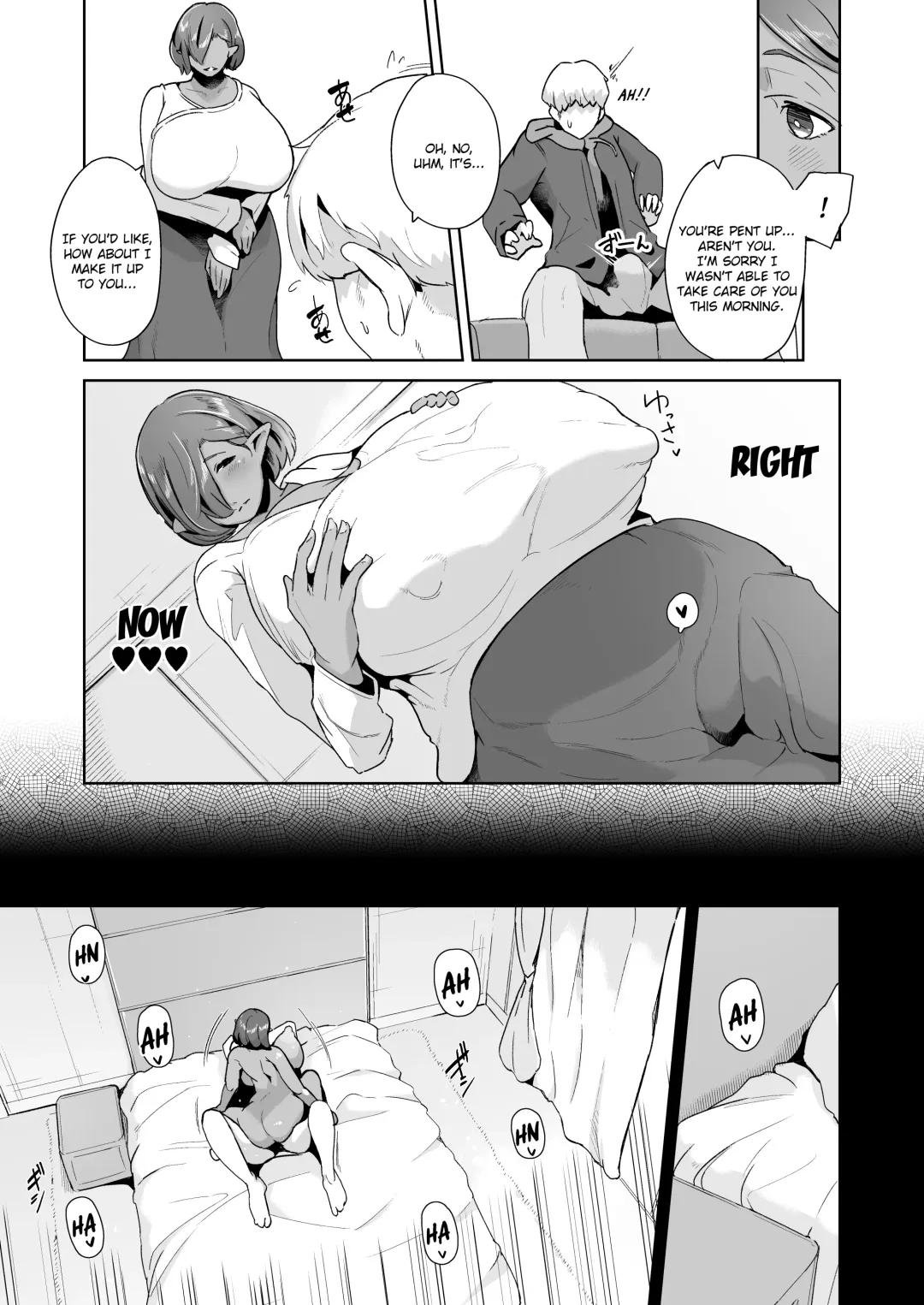 [Miyashiro Yousuke] Mucchiri Dekachichi Dark Elf no Oba-san to Icha Love Fudeoroshi Seikatsu | Lovey-dovey Devirginization Life with a Big Titty Middle Aged Dark Elf Woman Fhentai - Page 34
