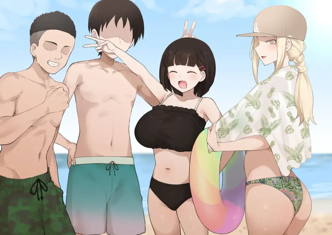 [Terasu Mc] クラスの仲良し男女で海→解散して夜は別の男と本気交尾NTR♥ Fhentai - Page 1