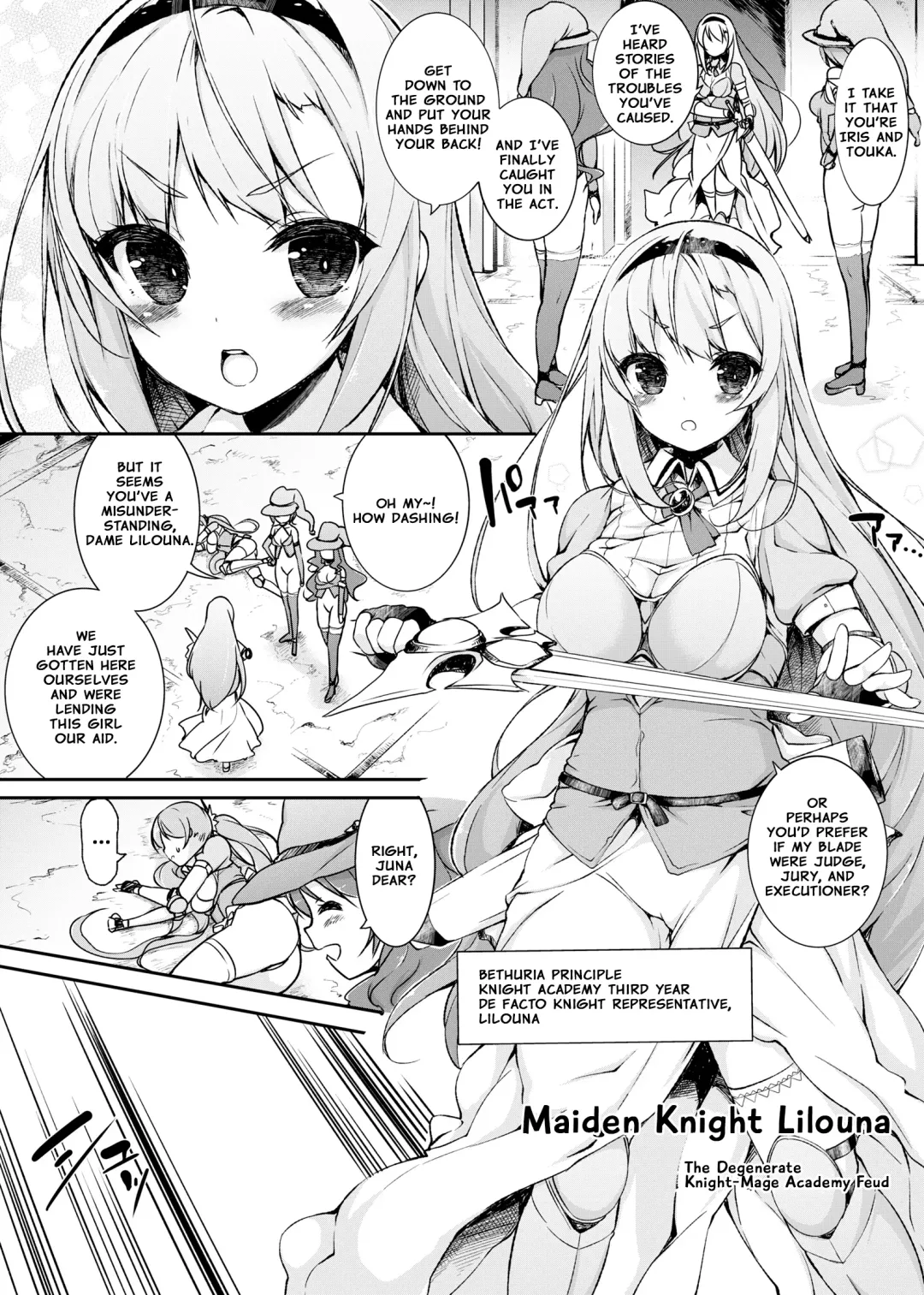 [Motomushi] Onna Kishi Sei Ruruna ~Kishi Mahou Gakuen Intan~ | Maiden Knight Lilouna ~The Degenerate Knight-Mage Academy Feud~ Fhentai - Page 3