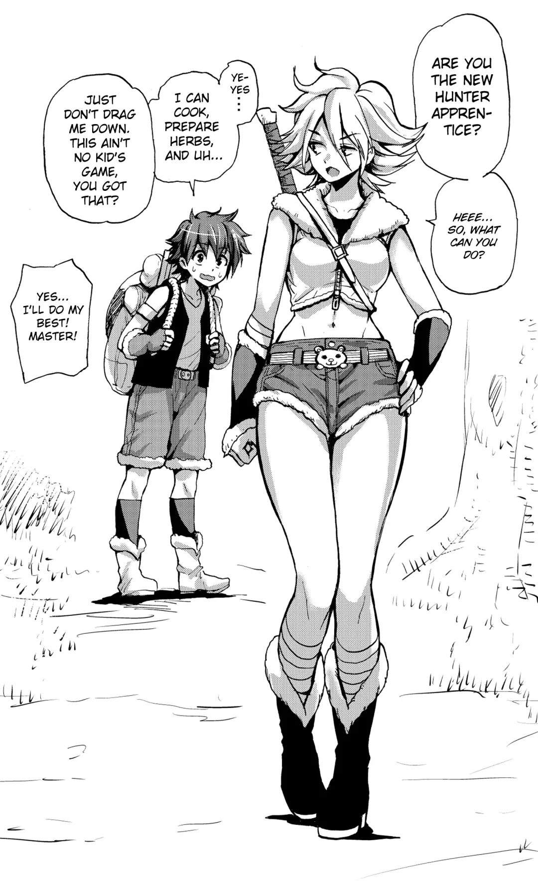 [Pukara] Hunter Onee-san to Minarai Shounen (Oneshota) 4-koma Fhentai - Page 1