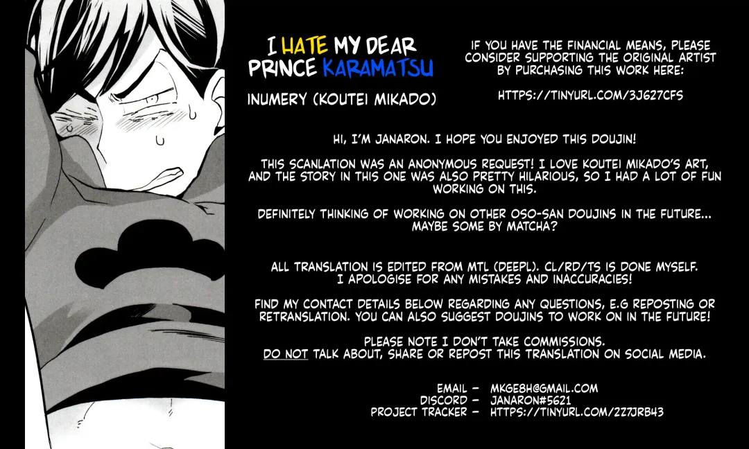 [Koutei Mikado] Prince Karapi o Kiraitakute. | I Hate My Dear Prince Karamatsu. Fhentai - Page 13