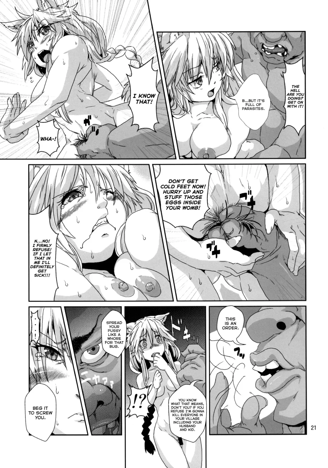 [Risei] Kodomo Orc ni Damasarete Kyouseiteki ni Mushi ni Sanran Saserareru Kemonomimi Elf Fhentai - Page 20