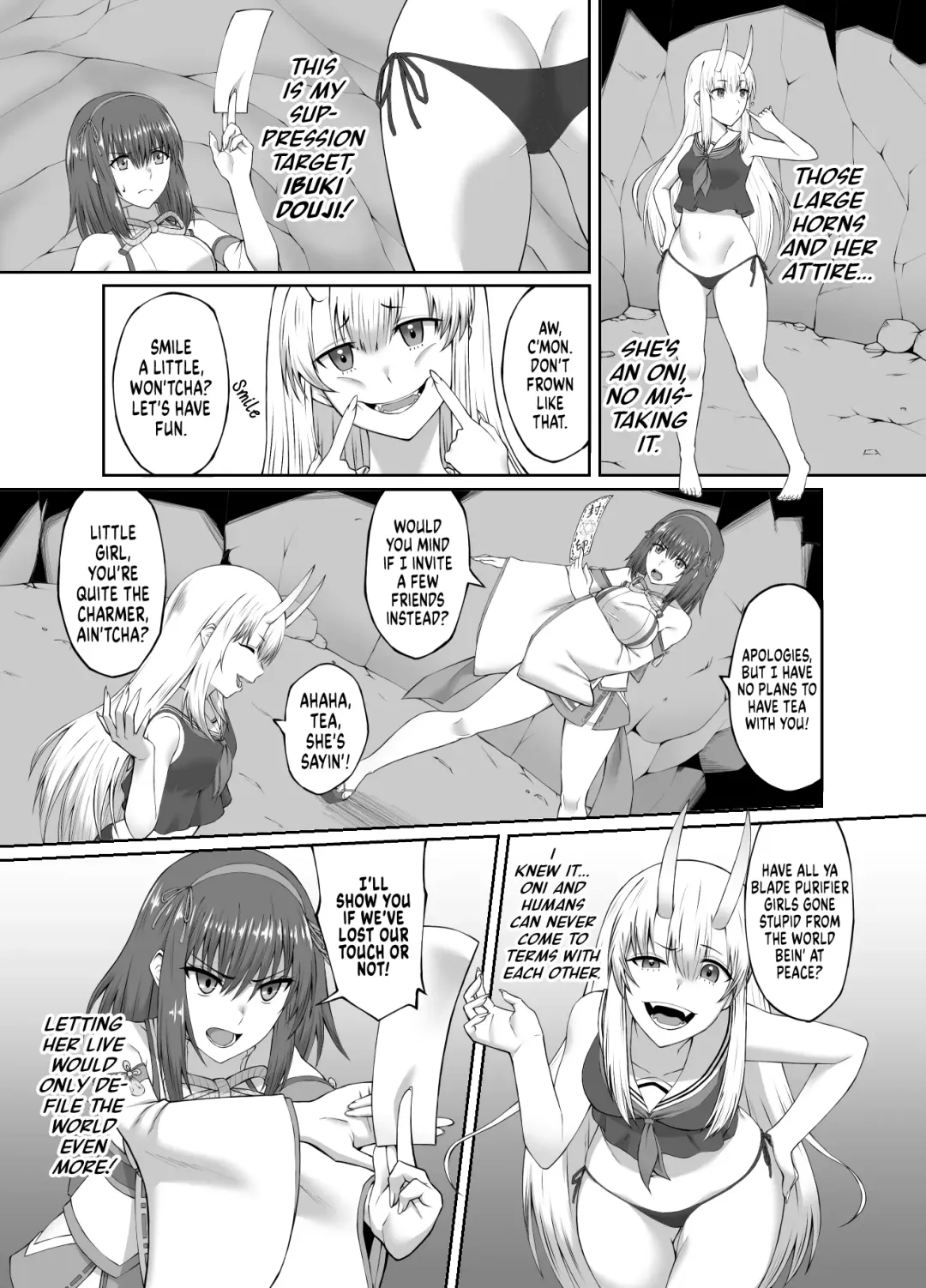 [Minase Yowkow] Taimashi Daraku Osen ~Futanari ni Ochita Taima Miko wa Inran Mesu Oni-ka~ | Suppressor Falls to Depravity ~Exterminator Miko Turns into a Slutty Futanari Oni~ Fhentai - Page 7