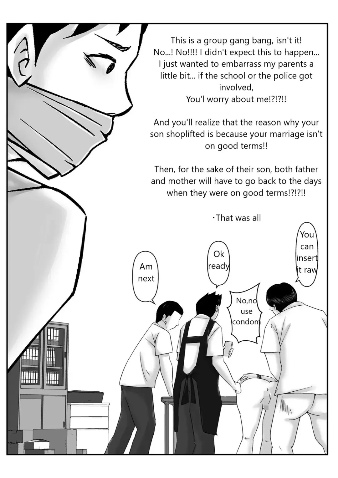 Boku no Me no Mae de Kaa-san ga Conveni Tenchou ya Daigakusei-tachi ni Rinkansareta no wa, Mambiki wo Shita Boku no Sei da...! Fhentai - Page 38