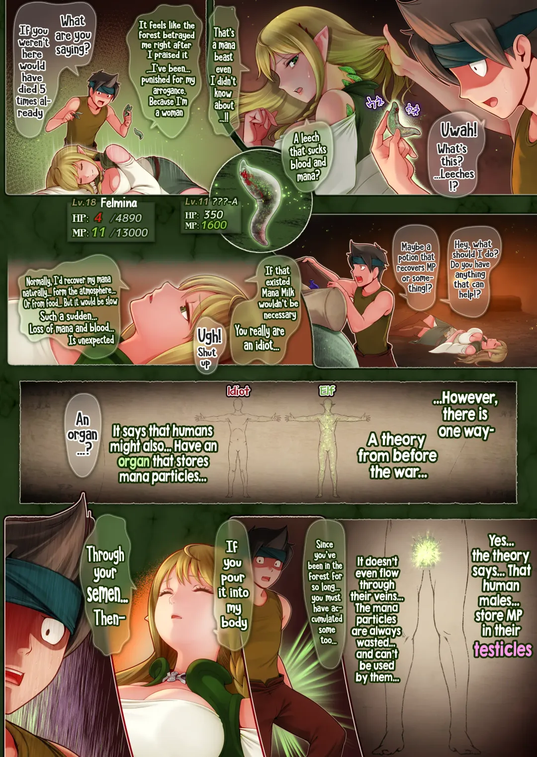 Fel to Mana no Mori -Taieki de Tairyoku Kaifuku sasetekureru Bakunyuu Healer Elf- | Fel and the Forest of Mana -The big titty elf healer recovers my stamina with her bodily fluids- Fhentai - Page 22