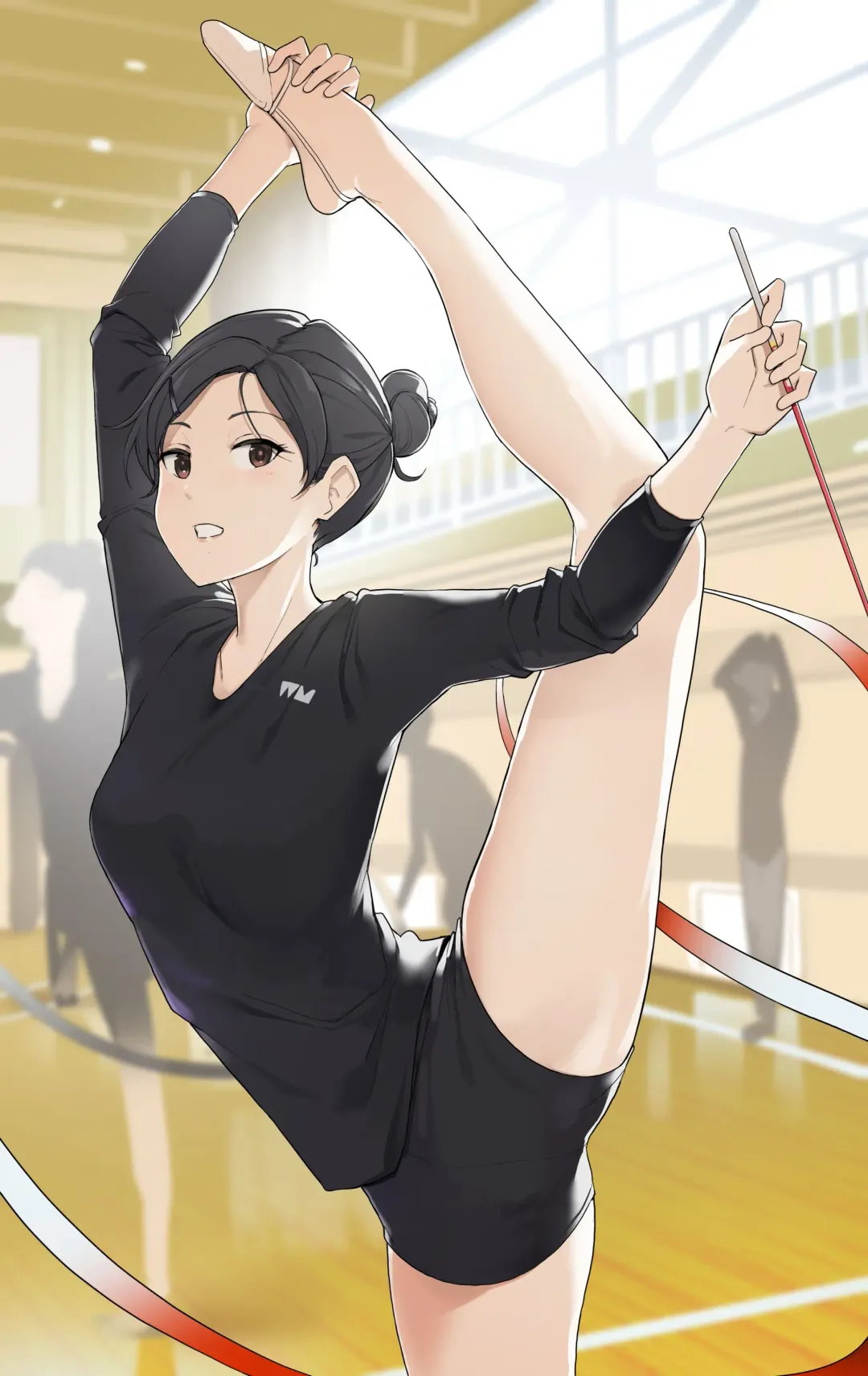 [Wakamatsu] Shintaisou Circle Joshi ga Kansetsu Kadouiki Meippai Tsukatte H suru Hanashi | The Rhythmic Gymnastics Girl Making Full Use of Her Flexibility During Sex Fhentai - Page 1