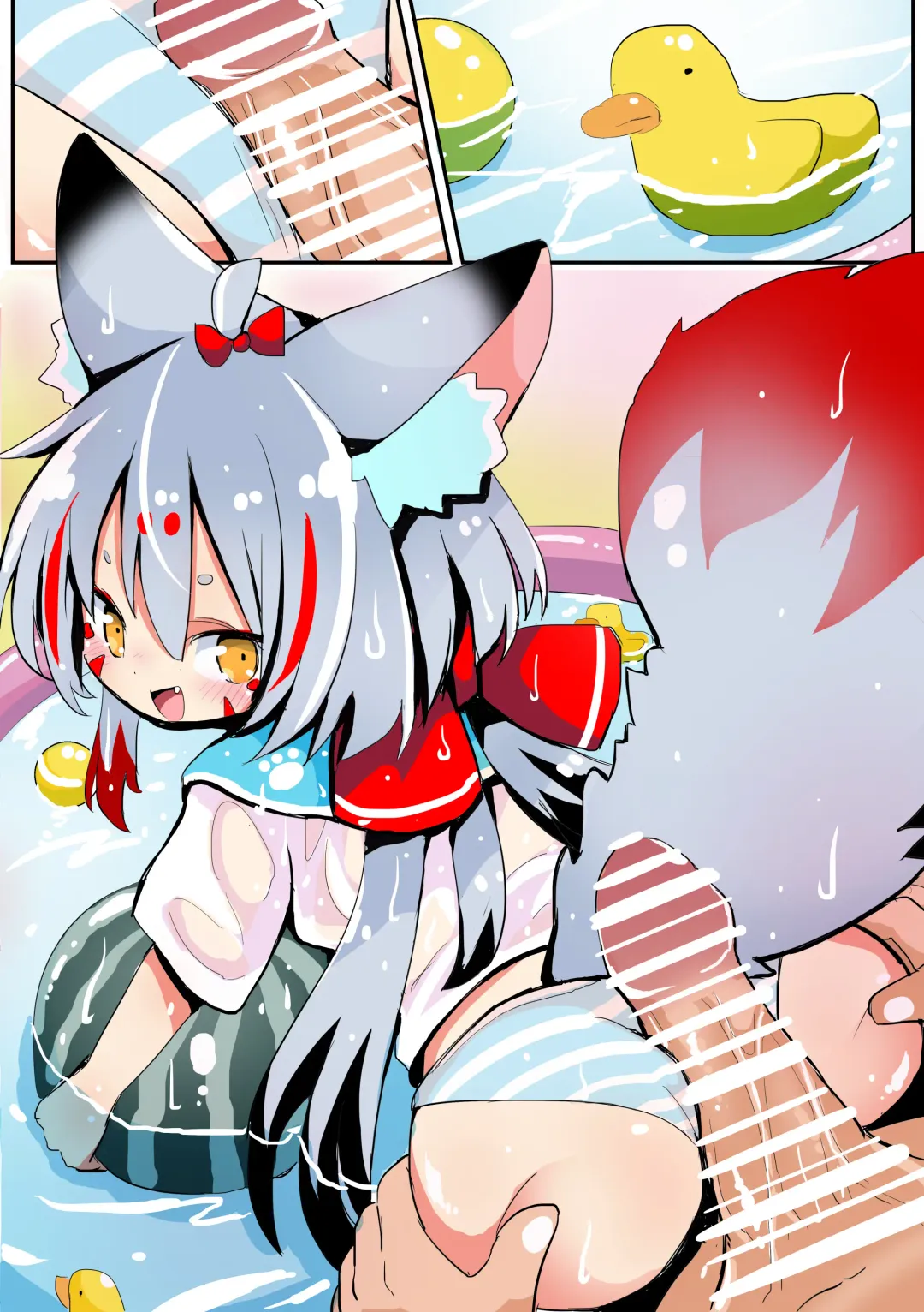 [Sukezou] Hajimete no Vinylpool Kyuubi Fhentai - Page 6