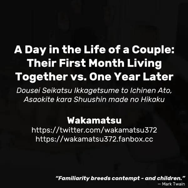 [Wakamatsu] Dousei Seikatsu Ikkagetsume to Ichinen Ato, Asaokite kara Shuushin made no Hikaku | A Day in the Life of a Couple: Their First Month Living Together vs. One Year Later Fhentai - Page 29
