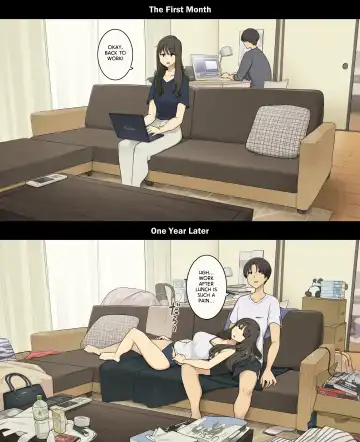 [Wakamatsu] Dousei Seikatsu Ikkagetsume to Ichinen Ato, Asaokite kara Shuushin made no Hikaku | A Day in the Life of a Couple: Their First Month Living Together vs. One Year Later Fhentai - Page 8
