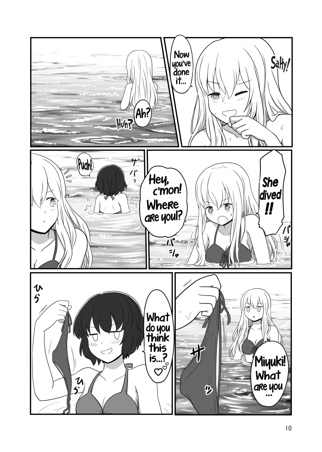 [Kurosawa Karura] Umi de Roshutsu Play Shichau Yuriple | A yuri couple does exhibitionism at the beach Fhentai - Page 9