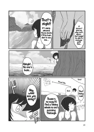 [Kurosawa Karura] Umi de Roshutsu Play Shichau Yuriple | A yuri couple does exhibitionism at the beach Fhentai - Page 19