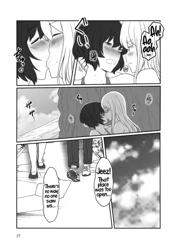 [Kurosawa Karura] Umi de Roshutsu Play Shichau Yuriple | A yuri couple does exhibitionism at the beach Fhentai - Page 26