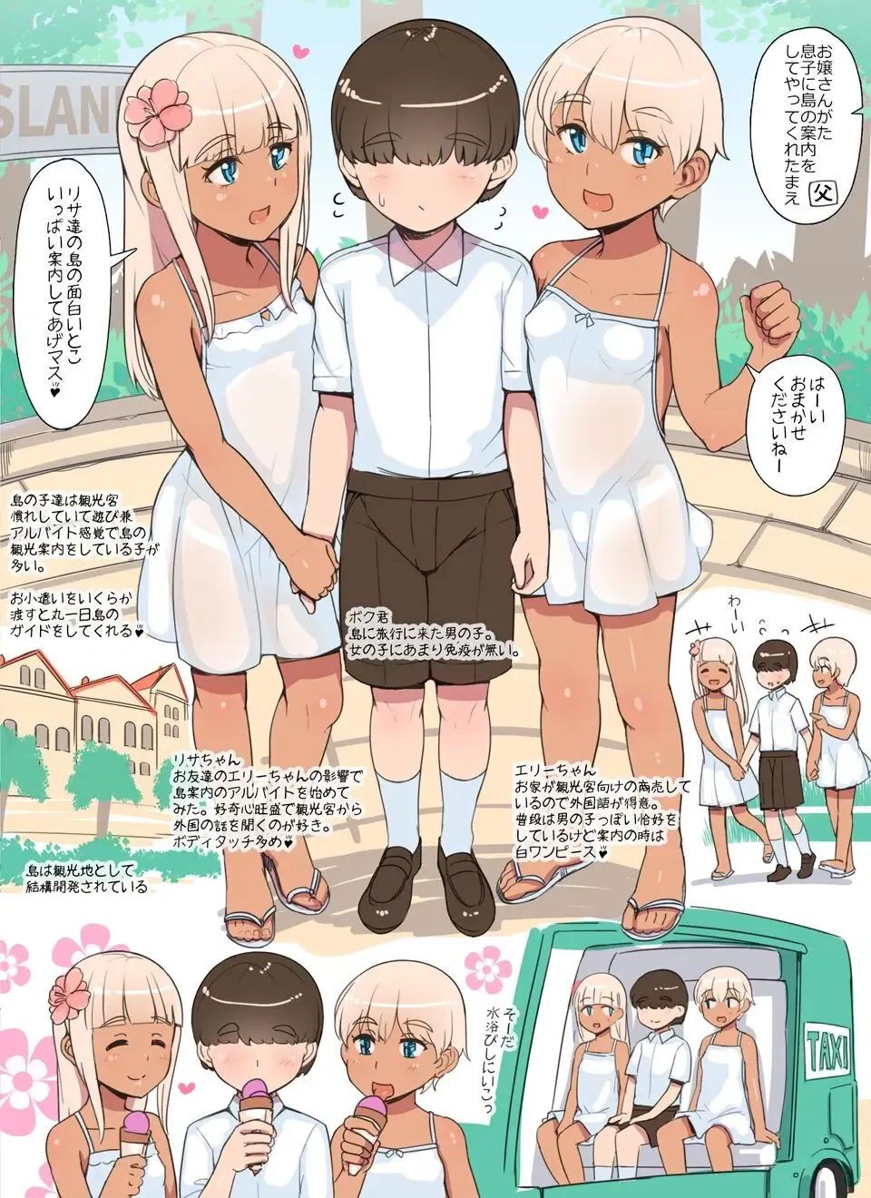 [Abubu] Shota ga Kasshoku Loli ni Shima o Annai Shite Morau Manga | Shota being shown around the island by brown Loli Fhentai - Page 1