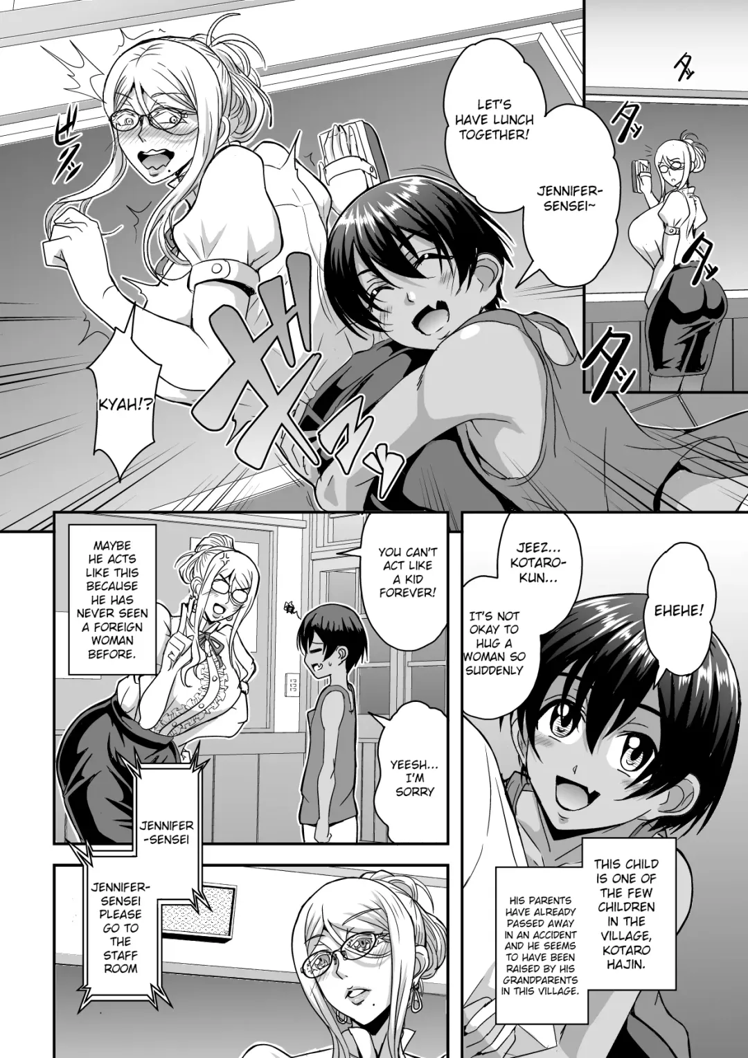 [Mifune Seijirou] Bakunyuu Hitozuma Kinpatsu Gaikokujin Jokyoushi ga Mura no Inshuu de Kasshoku Shota no Fudeoroshi o Suru Hanashi Fhentai - Page 3