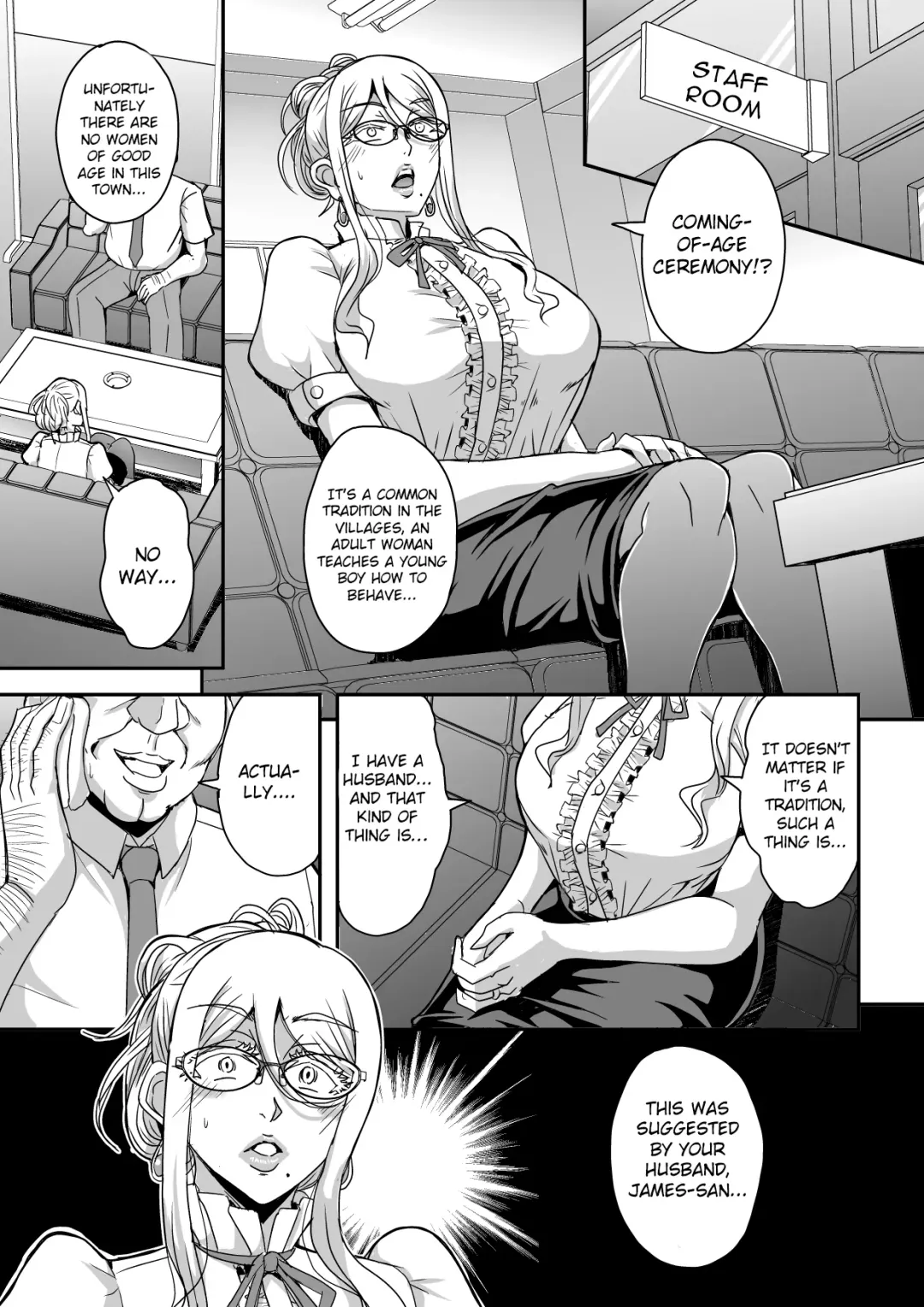 [Mifune Seijirou] Bakunyuu Hitozuma Kinpatsu Gaikokujin Jokyoushi ga Mura no Inshuu de Kasshoku Shota no Fudeoroshi o Suru Hanashi Fhentai - Page 4