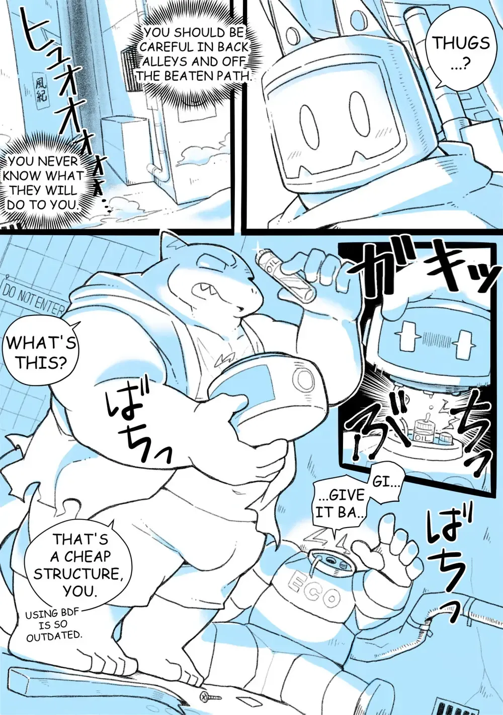 [Oomori] Robo Atama ga Same Kemonohito ni H na Me ni Au Manga | RoboHeads get naughty with a Shark beastman Ep2 Fhentai - Page 4