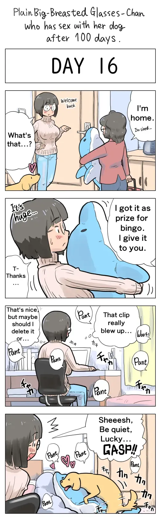 [Lithium] Plain Big-Breasted Glasses-Chan who has sex with her dog after 100 days Fhentai - Page 16
