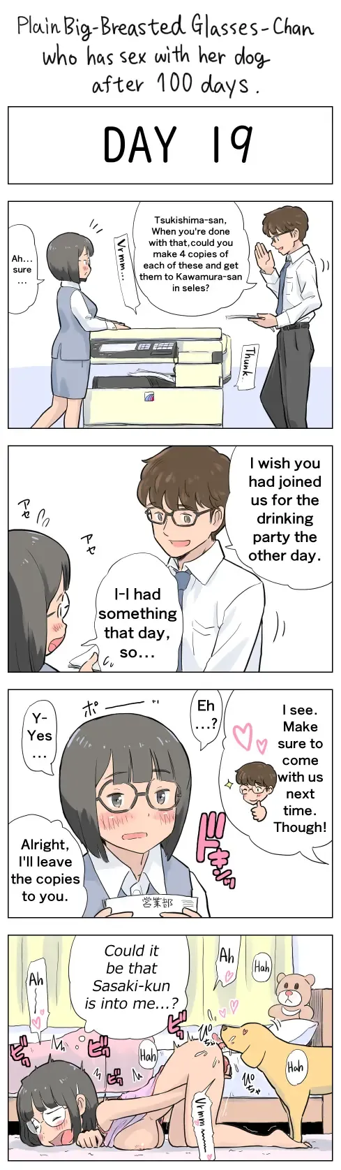 [Lithium] Plain Big-Breasted Glasses-Chan who has sex with her dog after 100 days Fhentai - Page 19