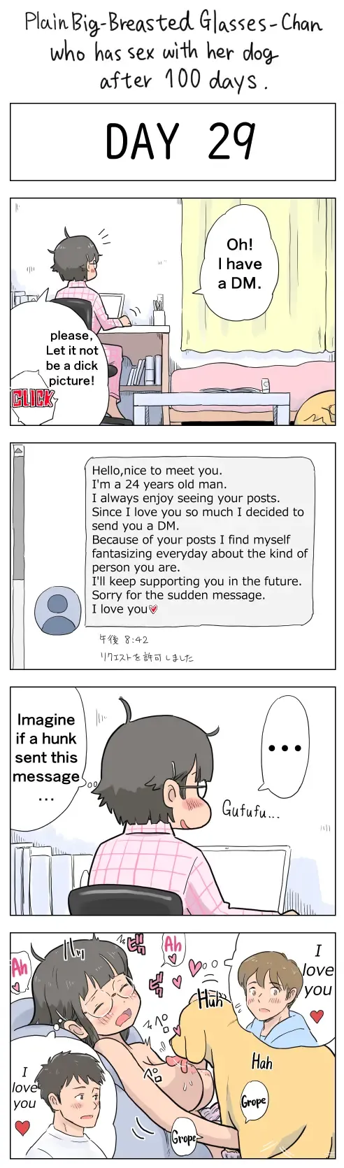 [Lithium] Plain Big-Breasted Glasses-Chan who has sex with her dog after 100 days Fhentai - Page 29