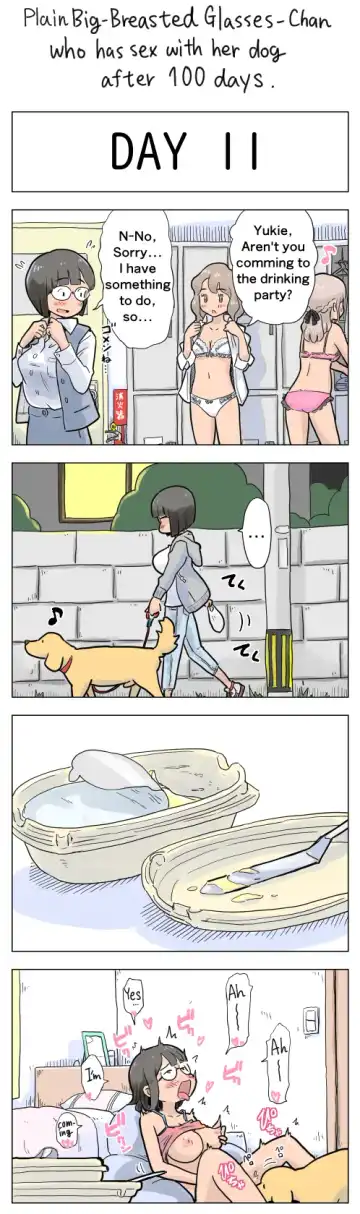 [Lithium] Plain Big-Breasted Glasses-Chan who has sex with her dog after 100 days Fhentai - Page 11